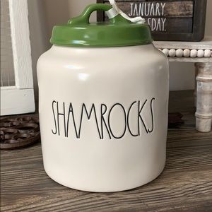 BRAND NEW Rae Dunn Shamrocks Canister